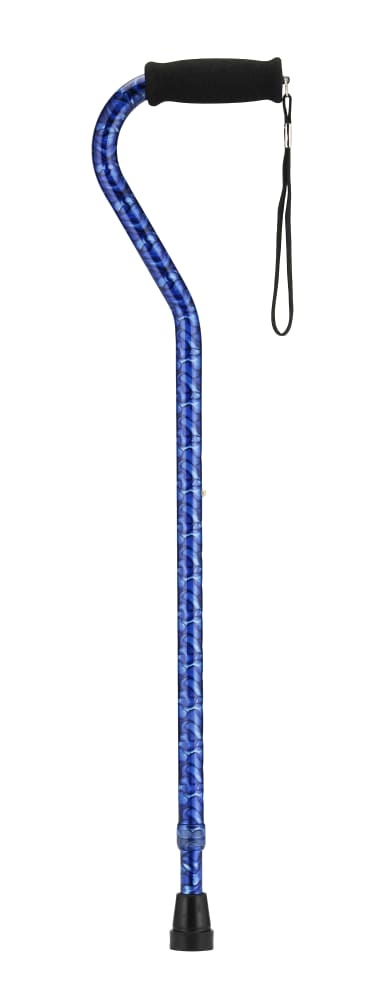 slide 1 of 1, Nova Cane With Offset Handle - Blue Waves, 1 ct