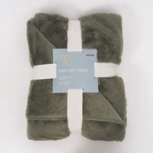 slide 1 of 1, Wayland Square Faux Rabbit Fur Throw Blanket, Green, 50 X 60 In, 1 ct