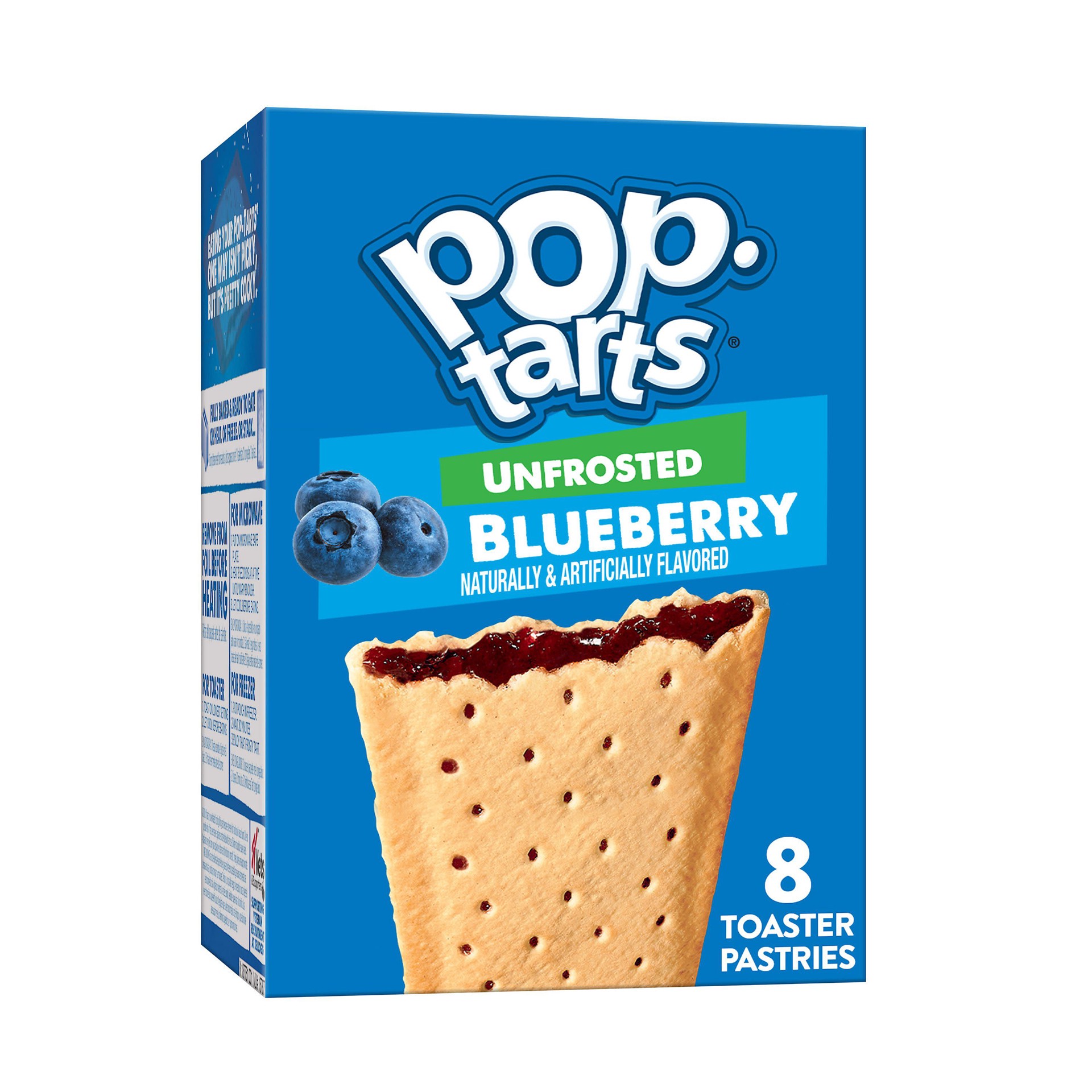 slide 1 of 5, Pop-Tarts Toaster Pastries, Breakfast Foods, Kids Snacks, Unfrosted Blueberry, 13.5oz Box, 8 Pop-Tarts, 13.5 oz