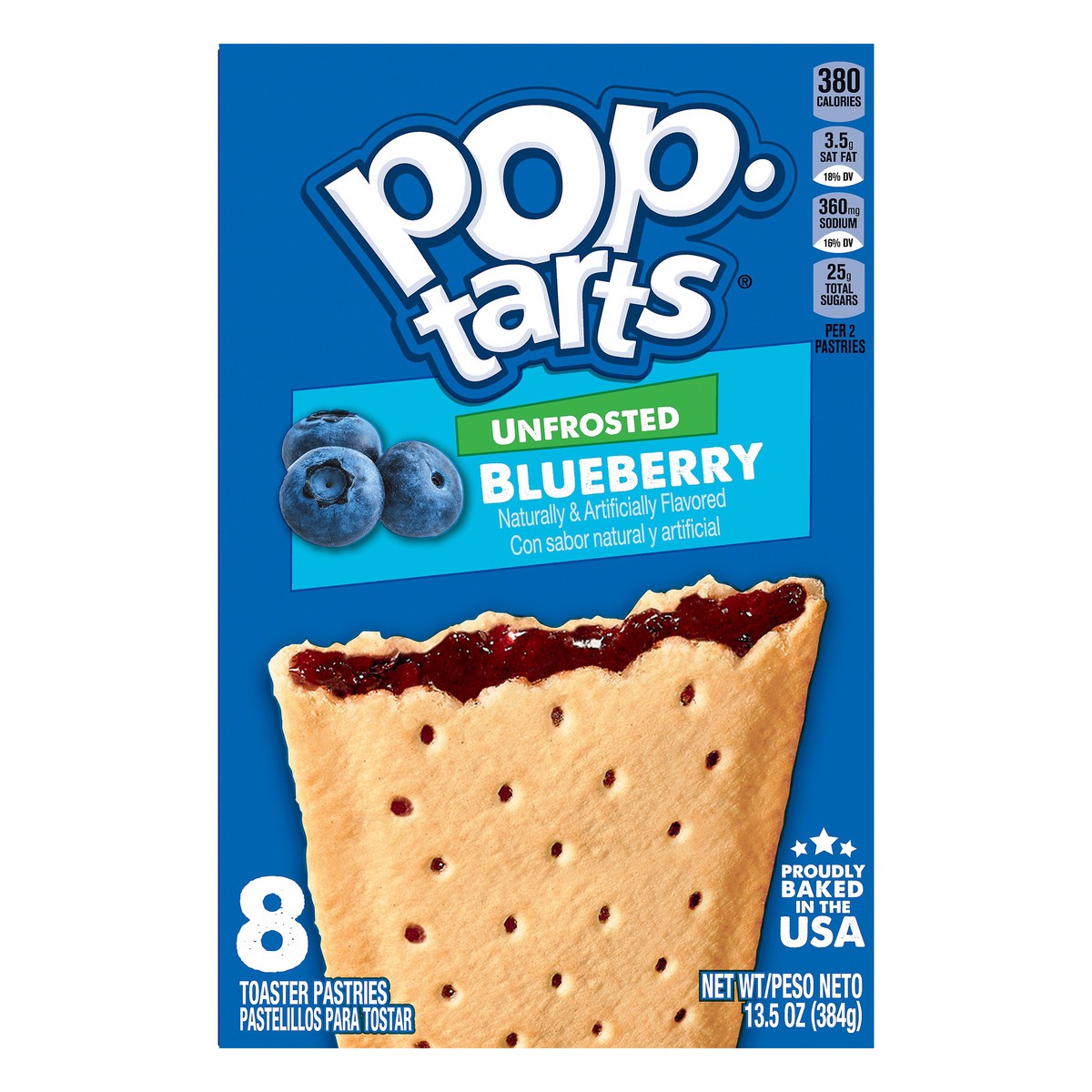 slide 1 of 5, Pop-Tarts Toaster Pastries, Unfrosted Blueberry, 13.5 oz, 8 Count, 13.5 oz