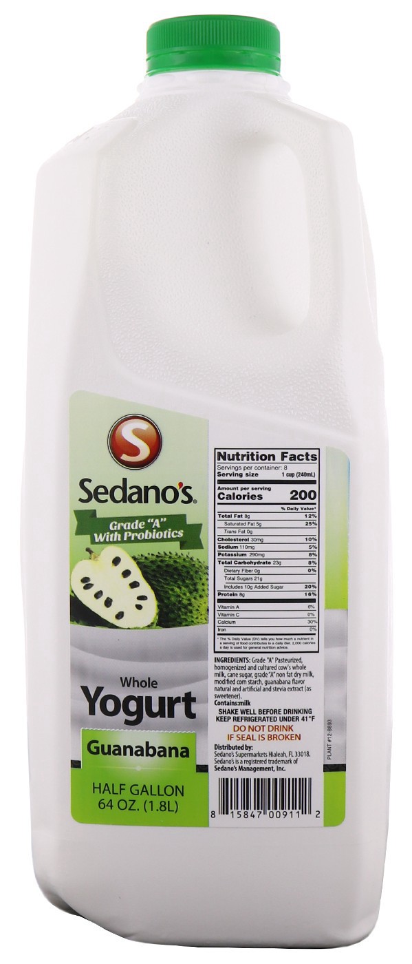 slide 1 of 1, Sedanos Guanabana Drk Yogurt, 1 ct