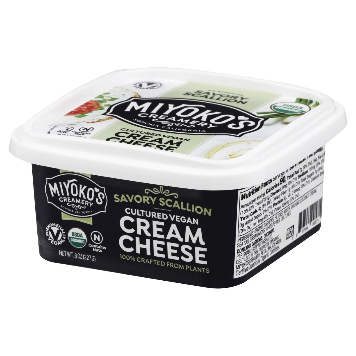 slide 10 of 10, Miyoko's Creamery Plant Milk Savory Scallion Cream Cheese 8 oz, 8 oz