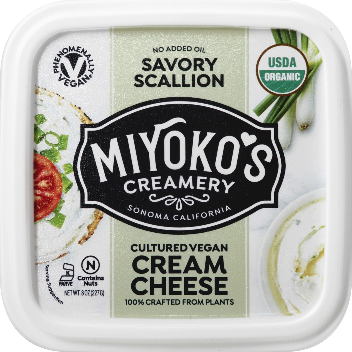 slide 4 of 10, Miyoko's Creamery Plant Milk Savory Scallion Cream Cheese 8 oz, 8 oz