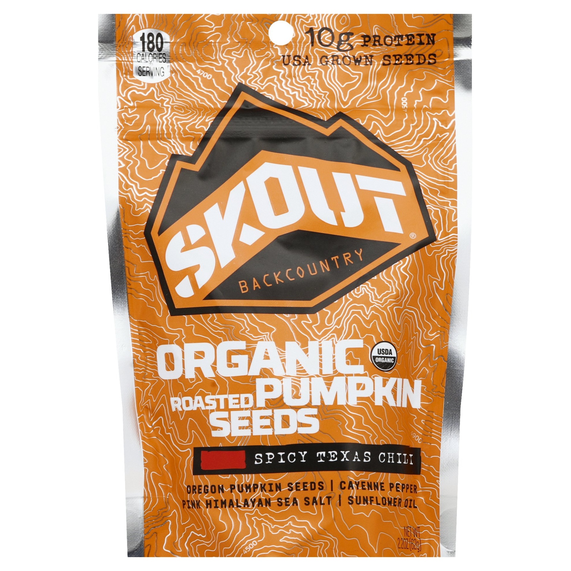 slide 1 of 1, Skout Organic Spicy Texas Chili Pumpkin Seeds, 2.2 oz