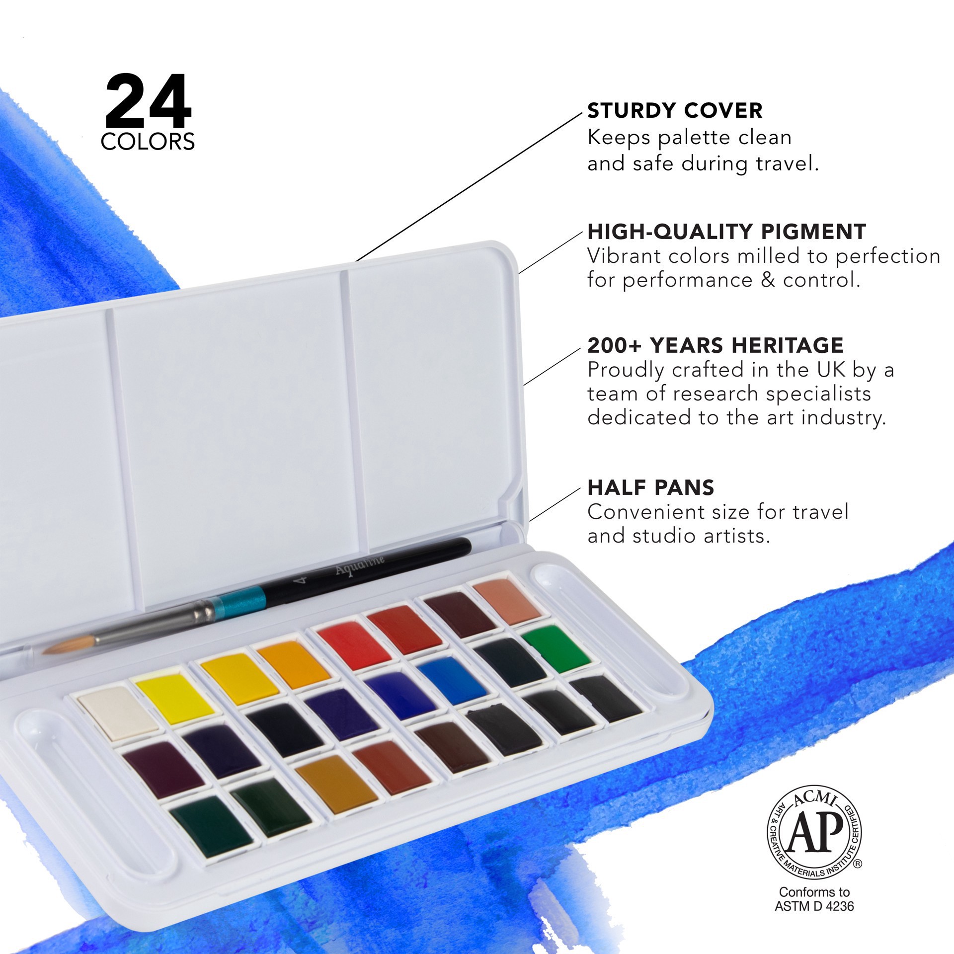slide 5 of 6, Daler-Rowney Aquafine 24 Color Watercolor Paint Travel Set, 1 ct