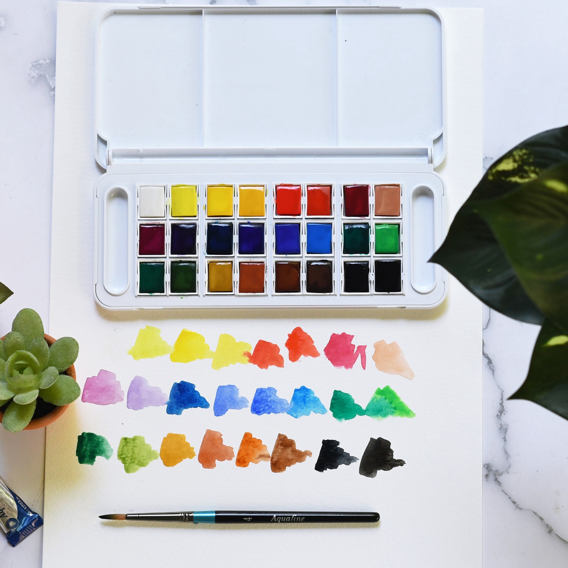 slide 2 of 6, Daler-Rowney Aquafine 24 Color Watercolor Paint Travel Set, 1 ct