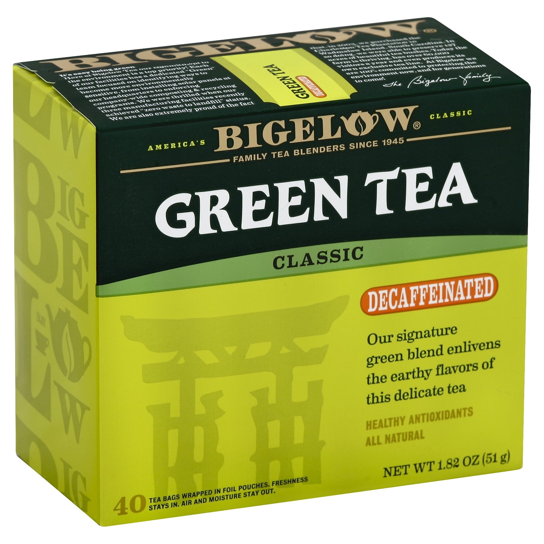 slide 1 of 7, Bigelow Decaffeinated Green Tea Bags, 40 ct