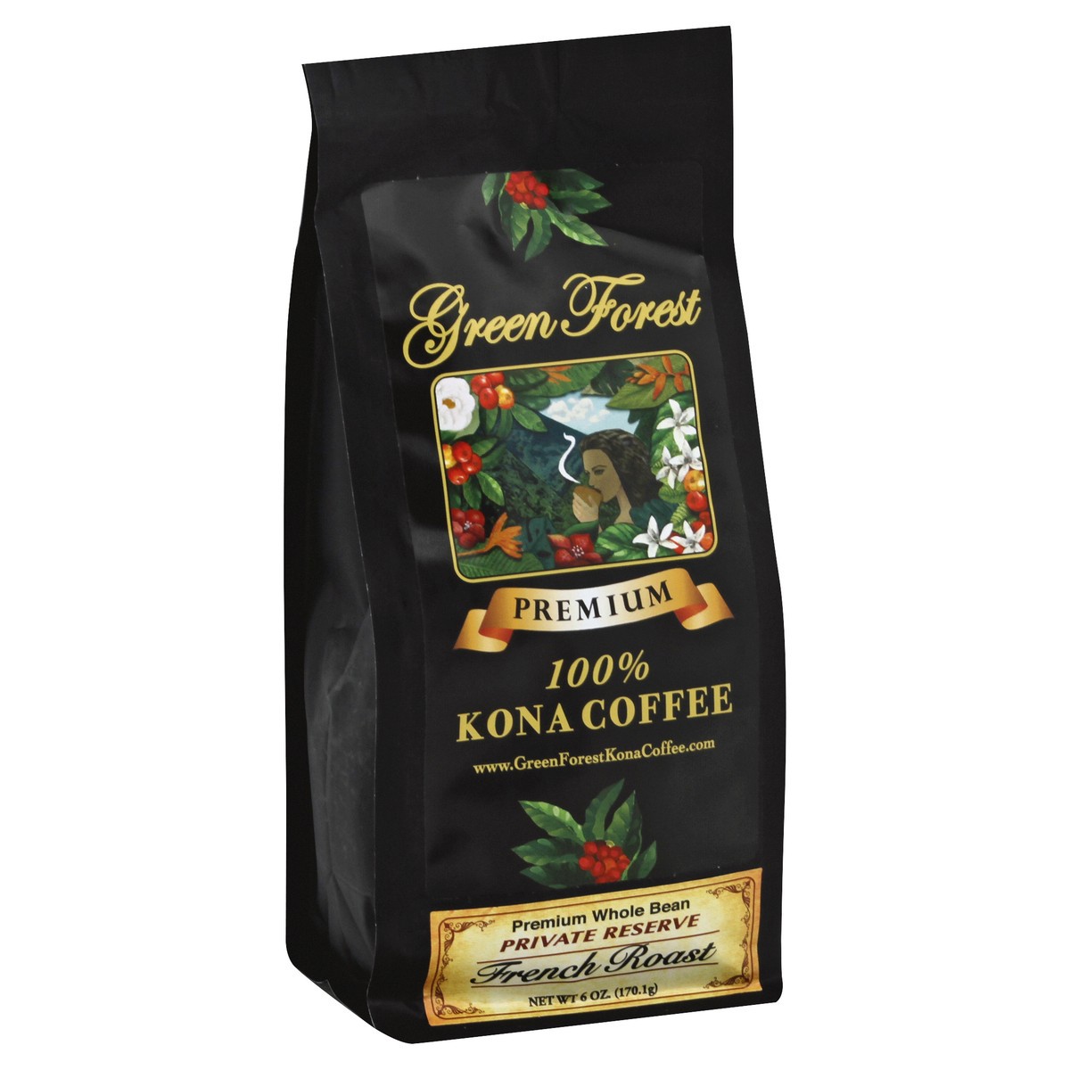slide 5 of 8, Green Forest 100% Kona French Roast Beans- 6 oz, 6 oz