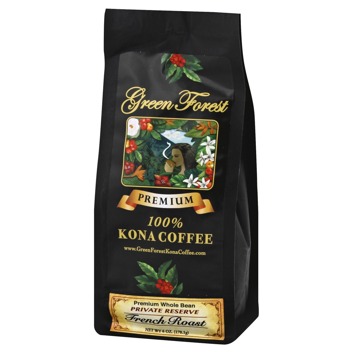 slide 4 of 8, Green Forest 100% Kona French Roast Beans- 6 oz, 6 oz