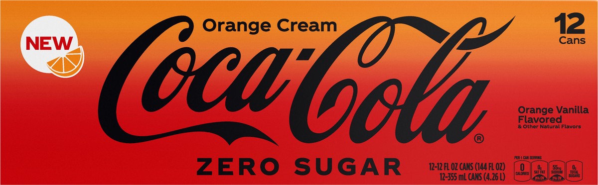 slide 5 of 13, Coca-Cola Zero Sugar Orange Cream Fridge Pack Cans, 12 fl oz, 12 Pack, 12 ct; 12 oz