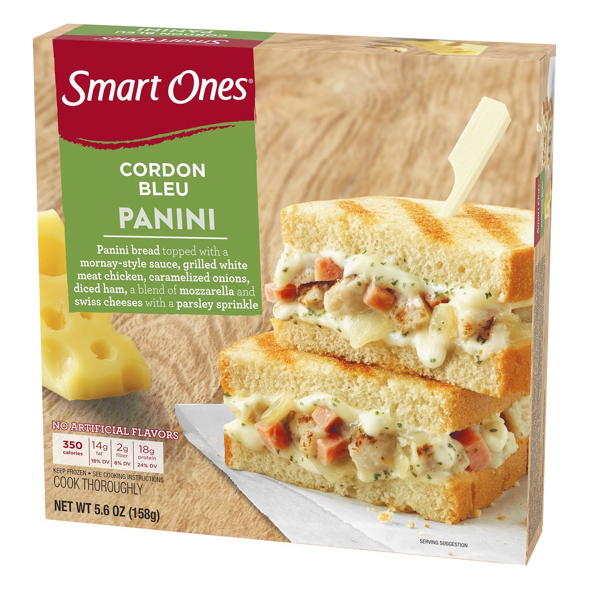 slide 10 of 10, Smart Ones Chicken Cordon Bleu Panini Frozen Meal, 6 oz Box, 158 g