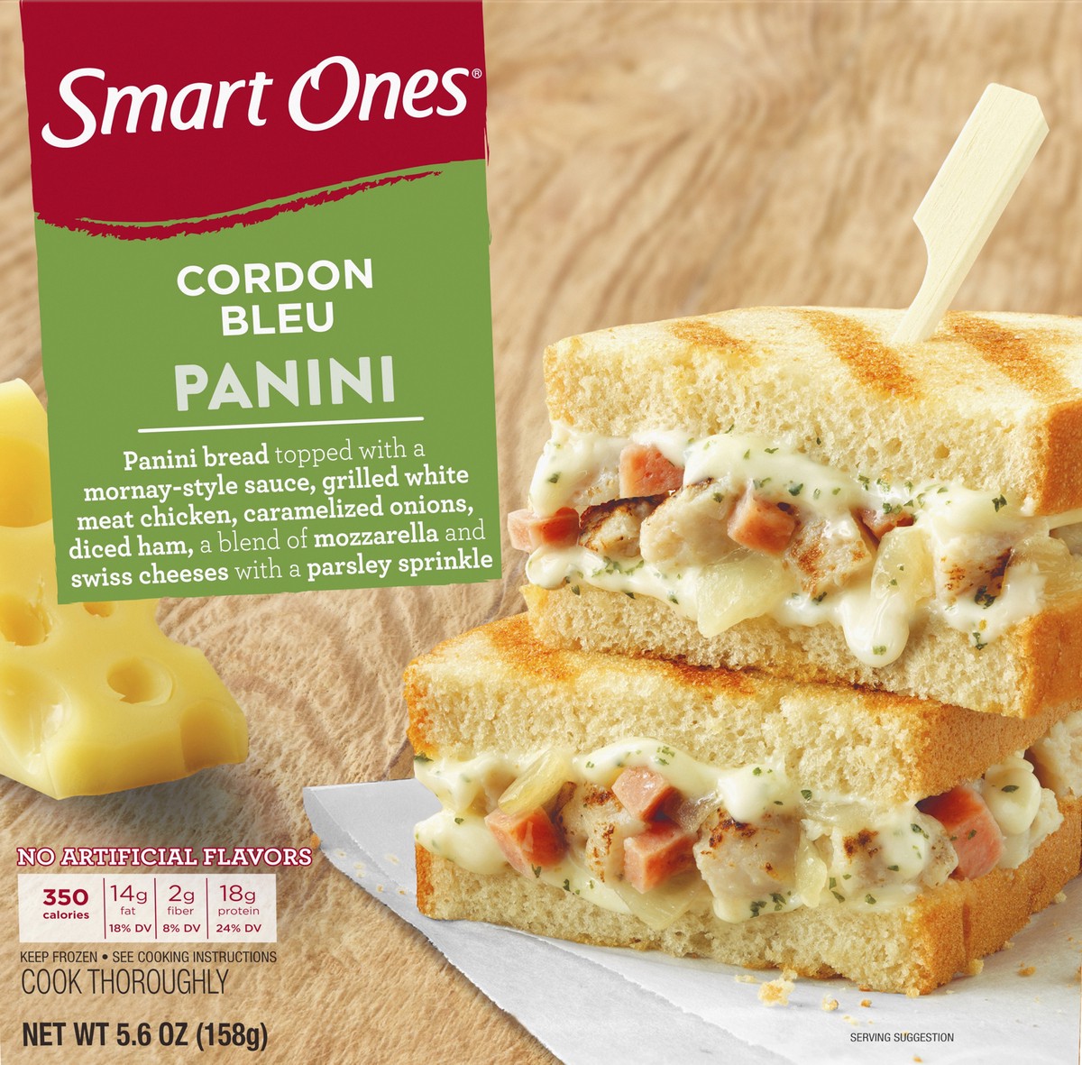 slide 4 of 10, Smart Ones Chicken Cordon Bleu Panini Frozen Meal, 6 oz Box, 158 g