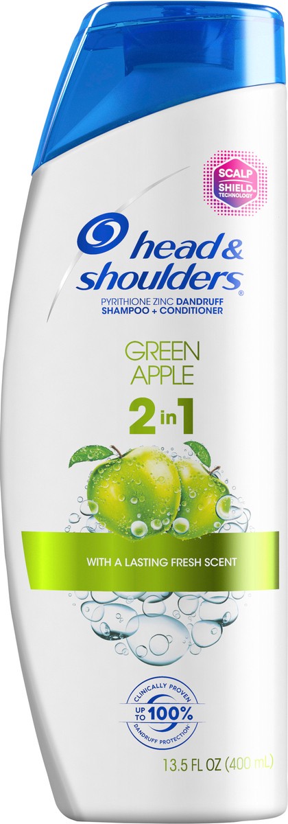 slide 3 of 3, Head & Shoulders Green Apple Anti-Dandruff 2-in-1 Shampoo + Conditioner, 13.5oz, 13.5 oz