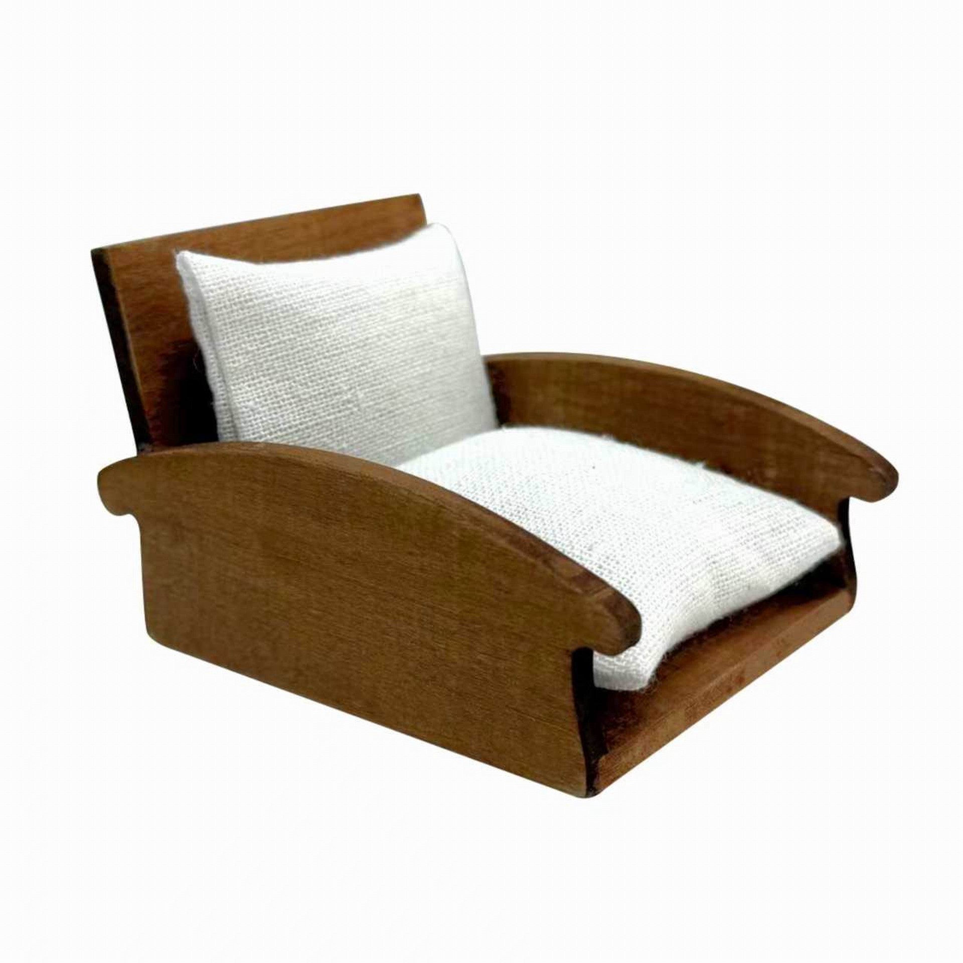 slide 3 of 3, Miniature Brown & Ivory Puff Chair By Make Market, 2.68 in x 3.5 in x 2.5 in