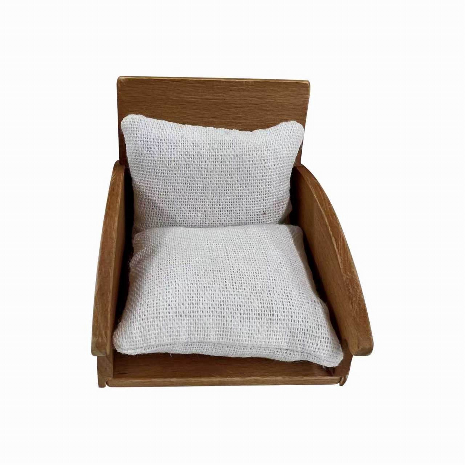 slide 2 of 3, Miniature Brown & Ivory Puff Chair By Make Market, 2.68 in x 3.5 in x 2.5 in