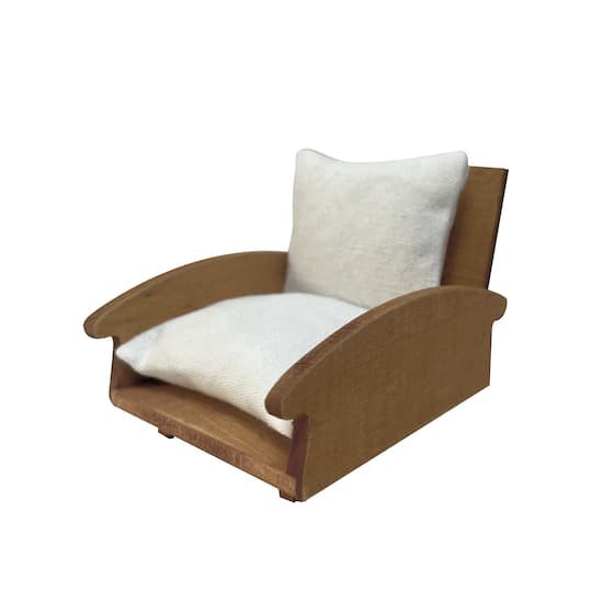 slide 1 of 3, Miniature Brown & Ivory Puff Chair By Make Market, 2.68 in x 3.5 in x 2.5 in
