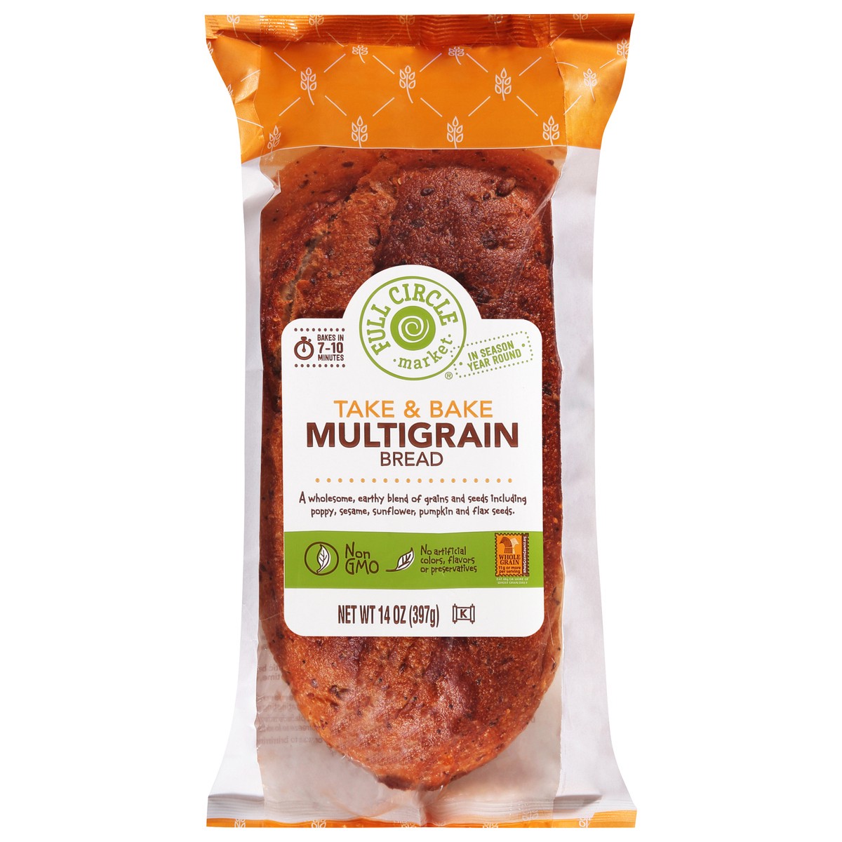 slide 16 of 17, Full Circle Market Take & Bake Multigrain Bread 14 oz, 14 oz