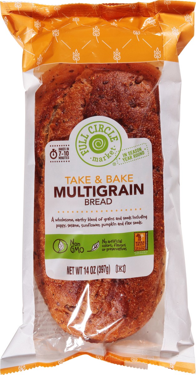 slide 1 of 17, Full Circle Market Take & Bake Multigrain Bread 14 oz, 14 oz