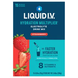Liquid I.V. Hydration Multiplier Electrolyte Powder Packet Drink Mix, Strawberry, 15 Ct