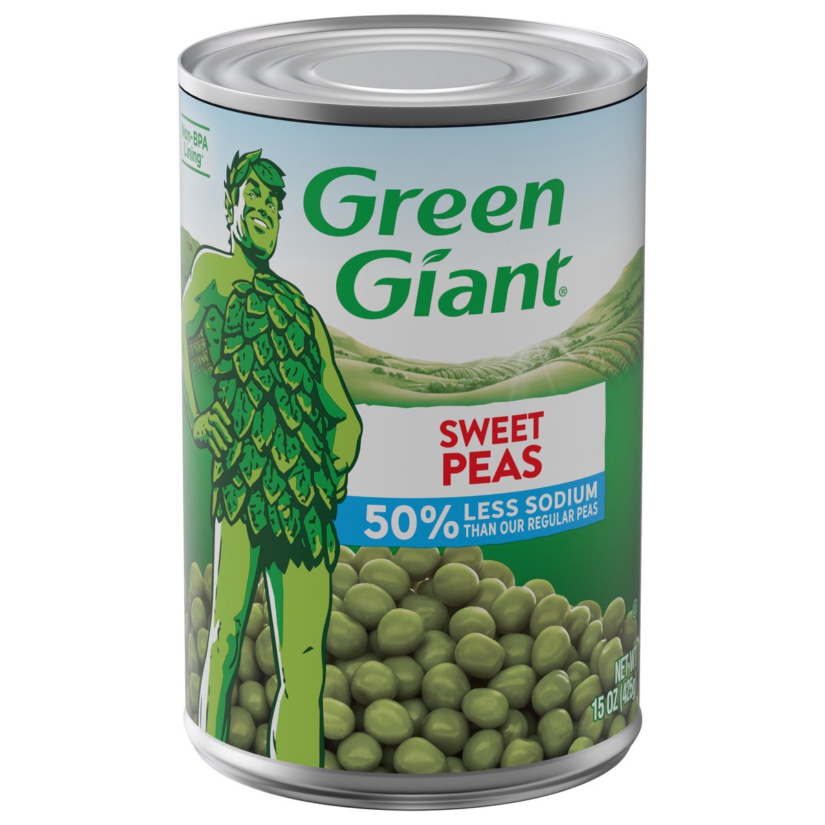 slide 1 of 9, Green Giant 50% Less Sodium Sweet Peas 15 oz, 15 oz