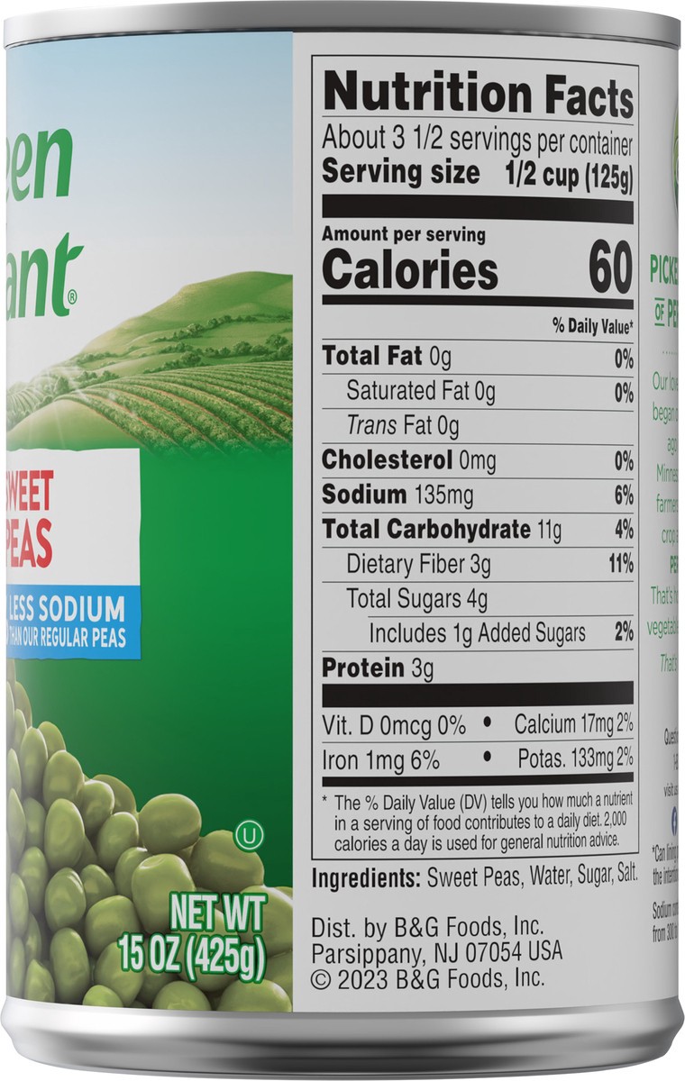 slide 9 of 9, Green Giant 50% Less Sodium Sweet Peas 15 oz, 15 oz