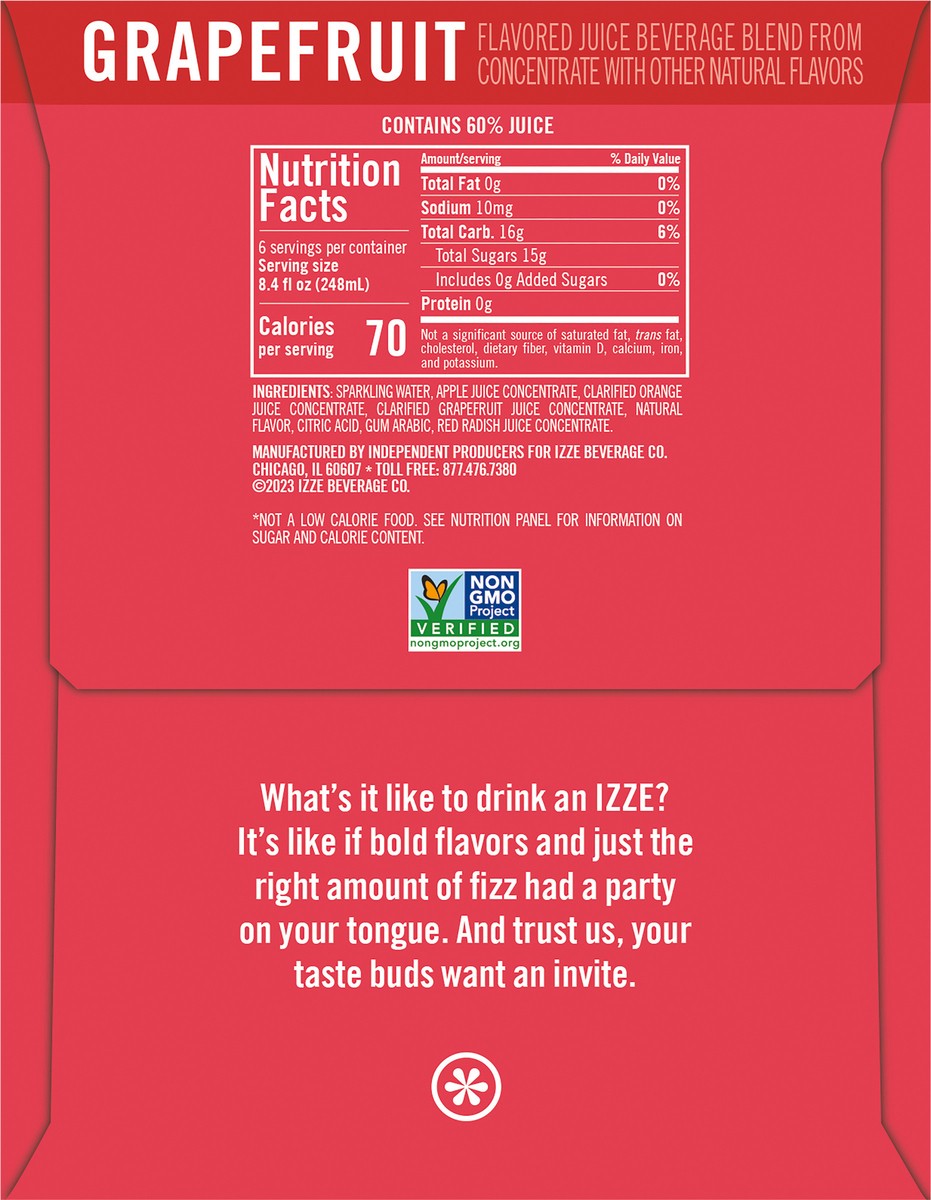 slide 4 of 11, Izze Sparkling Grapefruit 6pk, 8.4 oz
