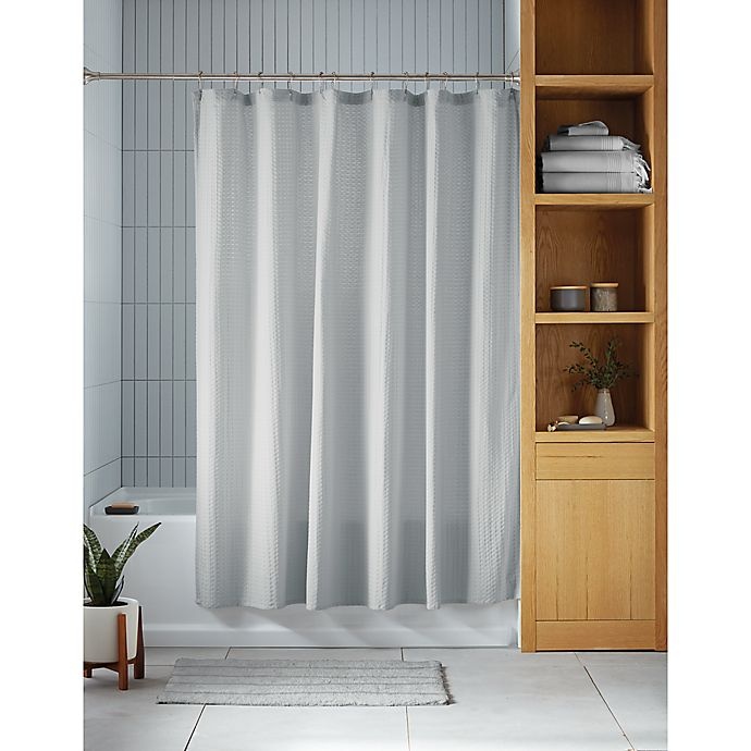 slide 1 of 1, Haven Waffle Shower Curtain - Harbor Mist, 72 in x 72 in