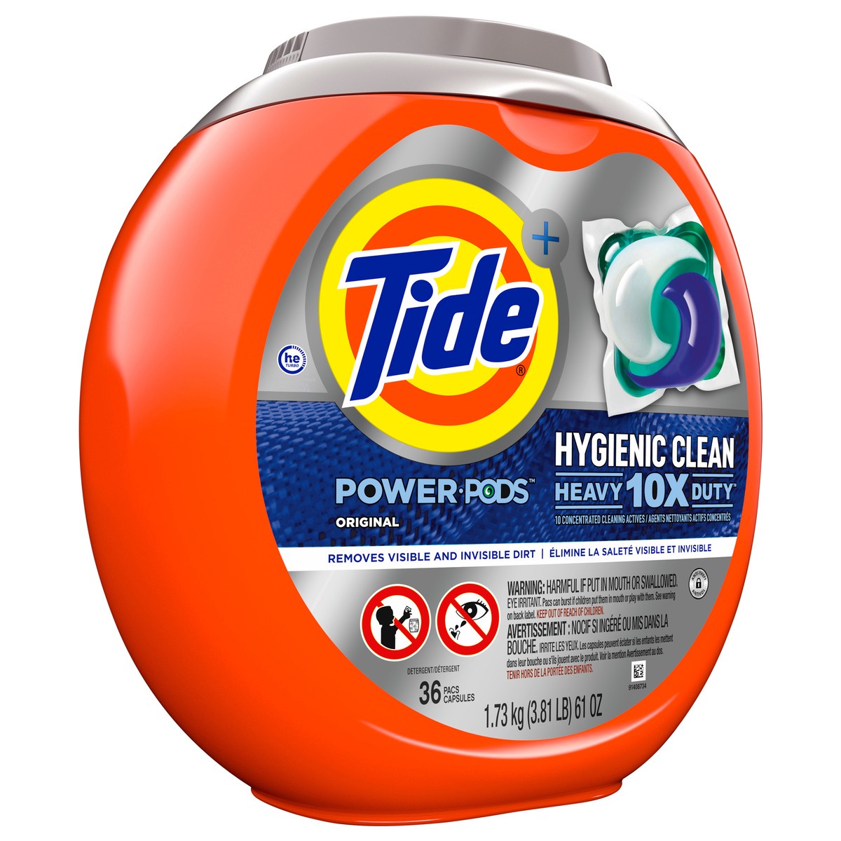 slide 5 of 9, Tide Hygienic Clean Heavy 10x Duty Power PODS Laundry Detergent Pacs, Original, 36 count, For Visible and Invisible Dirt, 36 ct