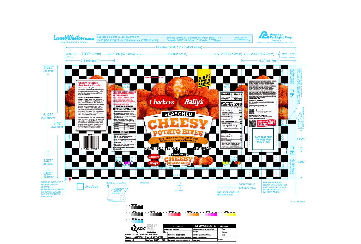 slide 13 of 13, Checkers Seasoned Cheesy Potato Bites, 28 oz