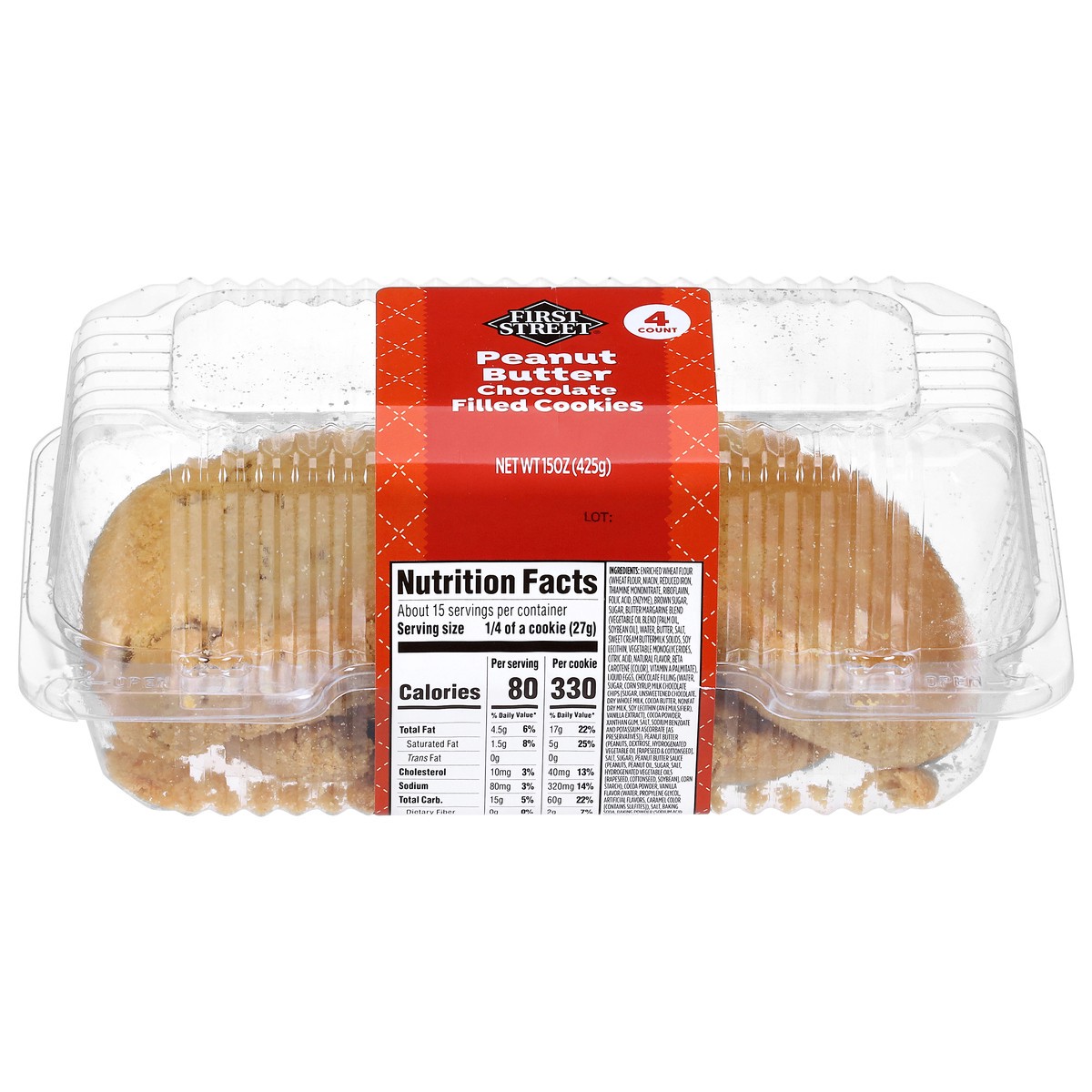 slide 3 of 4, First Street Peanut Butter Choc Filled Cookies, 16 oz