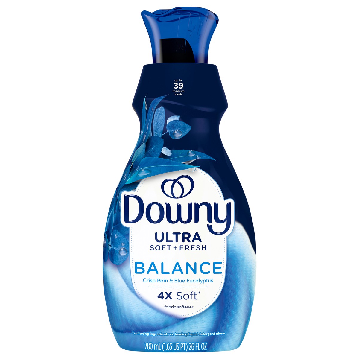 slide 1 of 7, Downy Ultra Soft Liquid Fabric Softener Balance Crisp Rain & Blue Eucalyptus - 26 Fl. Oz. - 26 FZ, 26 fl oz