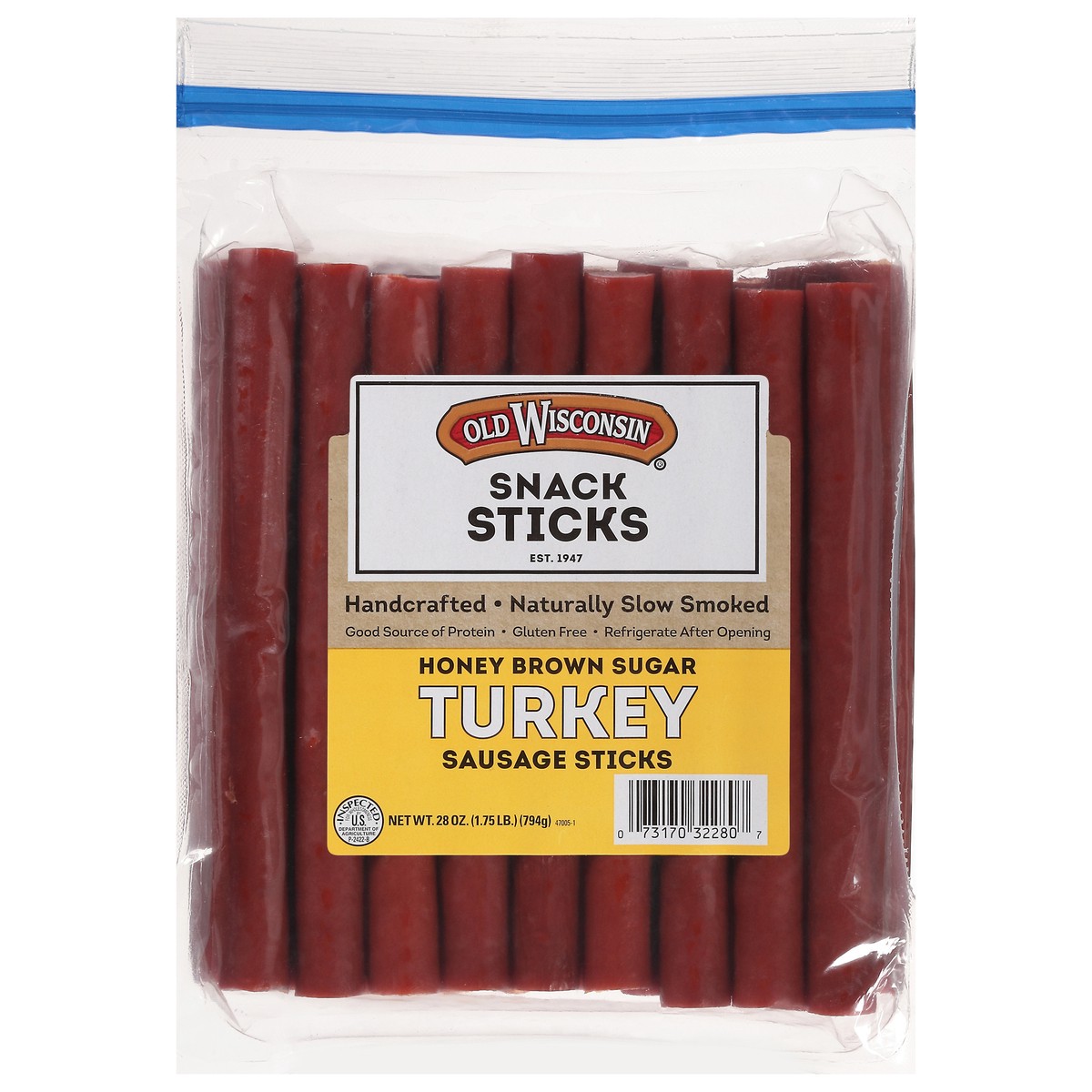 slide 7 of 9, Old Wisconsin Honey Turkey Snack Sticks, 28 oz