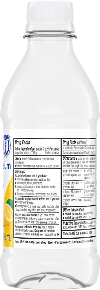 slide 5 of 5, Kroger Lemon Magnesium Citrate Saline Laxative, 10 fl oz