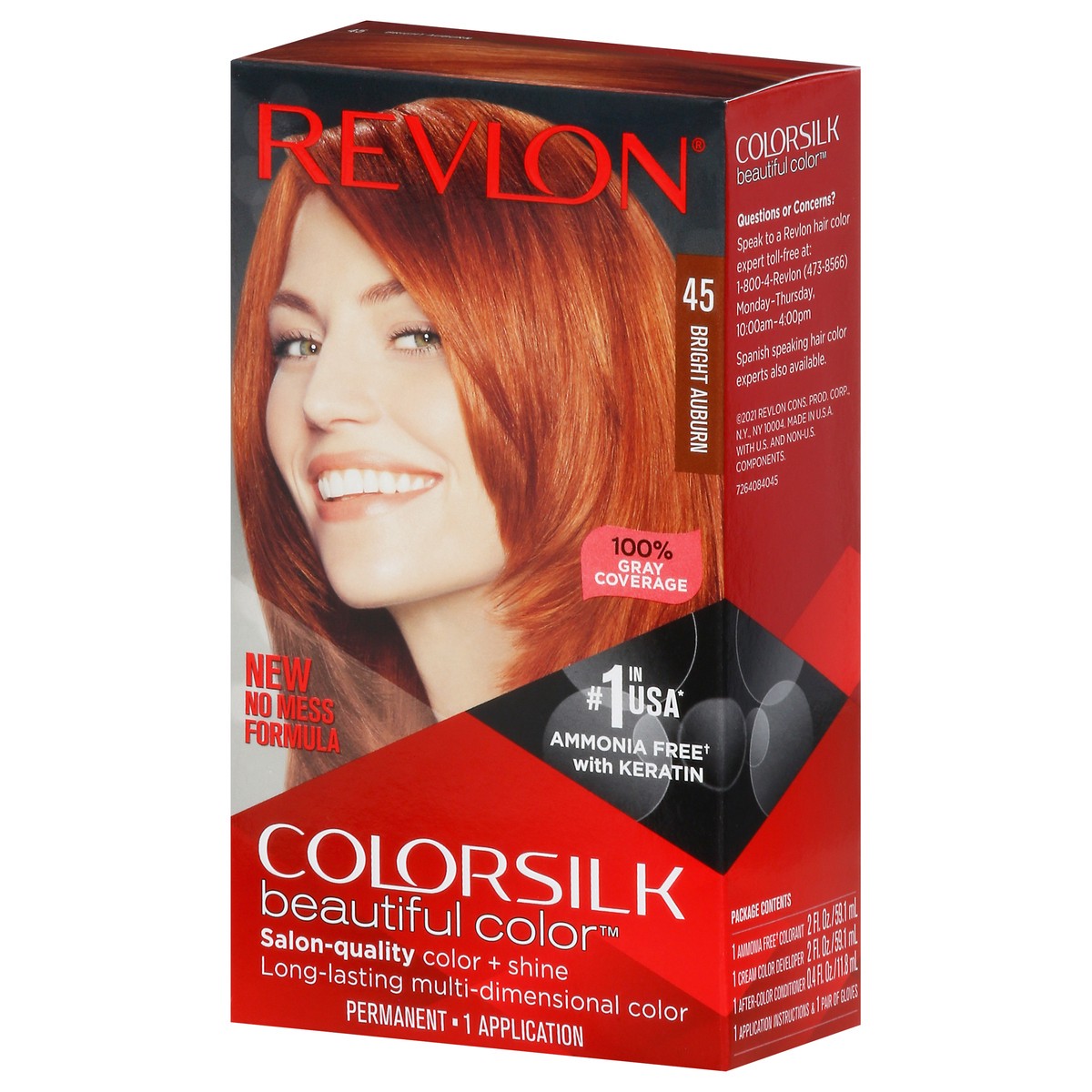 slide 8 of 14, Revlon ColorSilk Beautiful Color Bright Auburn 45 Permanent Hair Color 1 ea, 1 ct