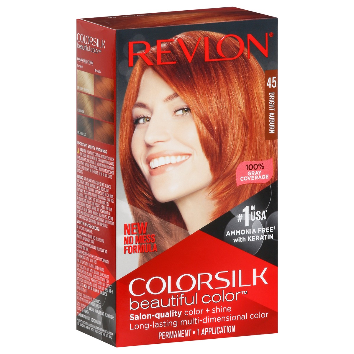 slide 2 of 14, Revlon ColorSilk Beautiful Color Bright Auburn 45 Permanent Hair Color 1 ea, 1 ct