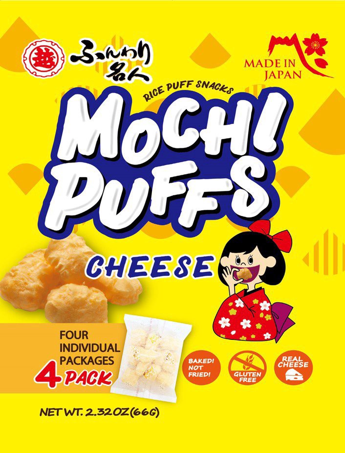 slide 1 of 1, Echigo Seika Cheese Mochi Puffs, 4 ct