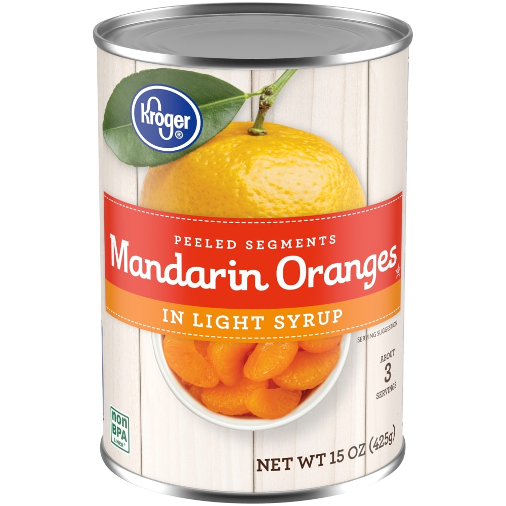 slide 1 of 1, Kroger Mandarin Oranges In Light Syrup, 15 oz