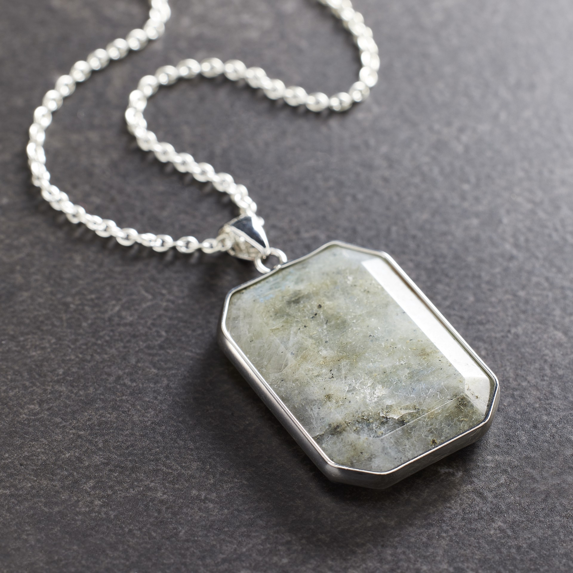 slide 2 of 3, Faceted Labradorite Rectangle Pendant By Bead Landing, 26mm x 35mm