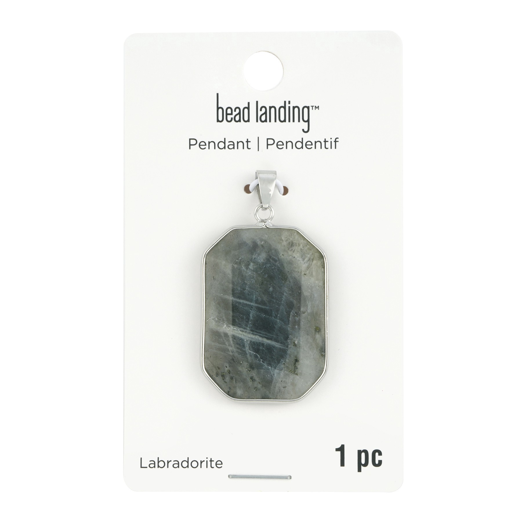 slide 3 of 3, Faceted Labradorite Rectangle Pendant By Bead Landing, 26mm x 35mm