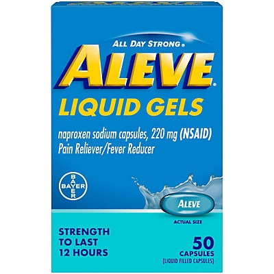 slide 1 of 1, Aleve Liquid Gels Naproxen 220mg Capsules, 50 ct
