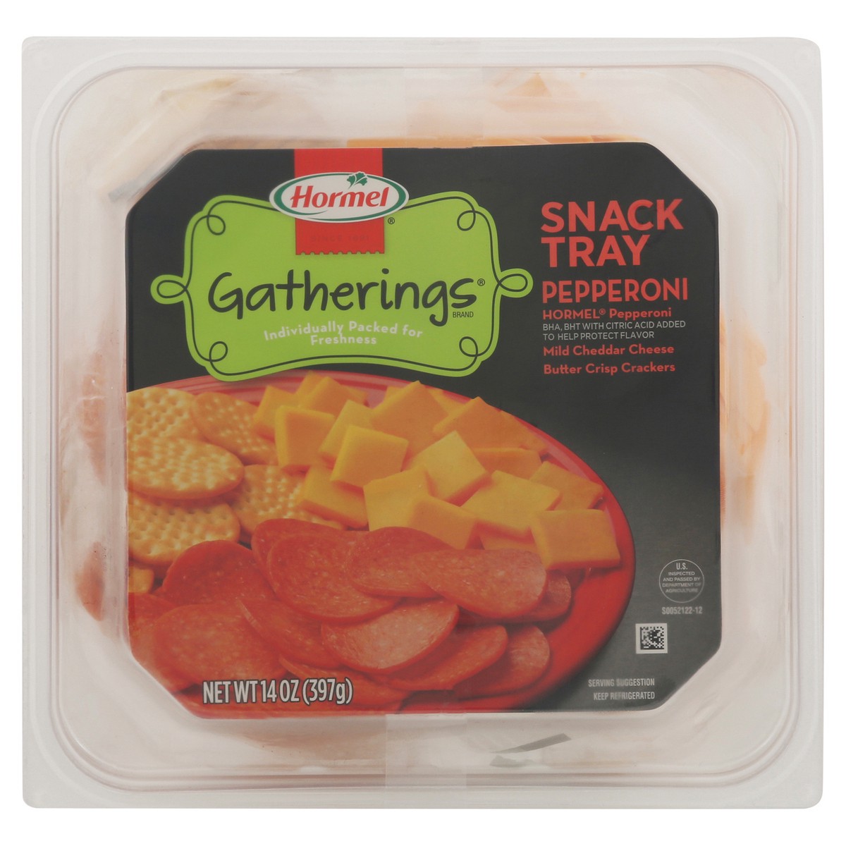 slide 1 of 9, Hormel GATHERINGS Snack Tray Pepperoni and Cheese, 14 oz