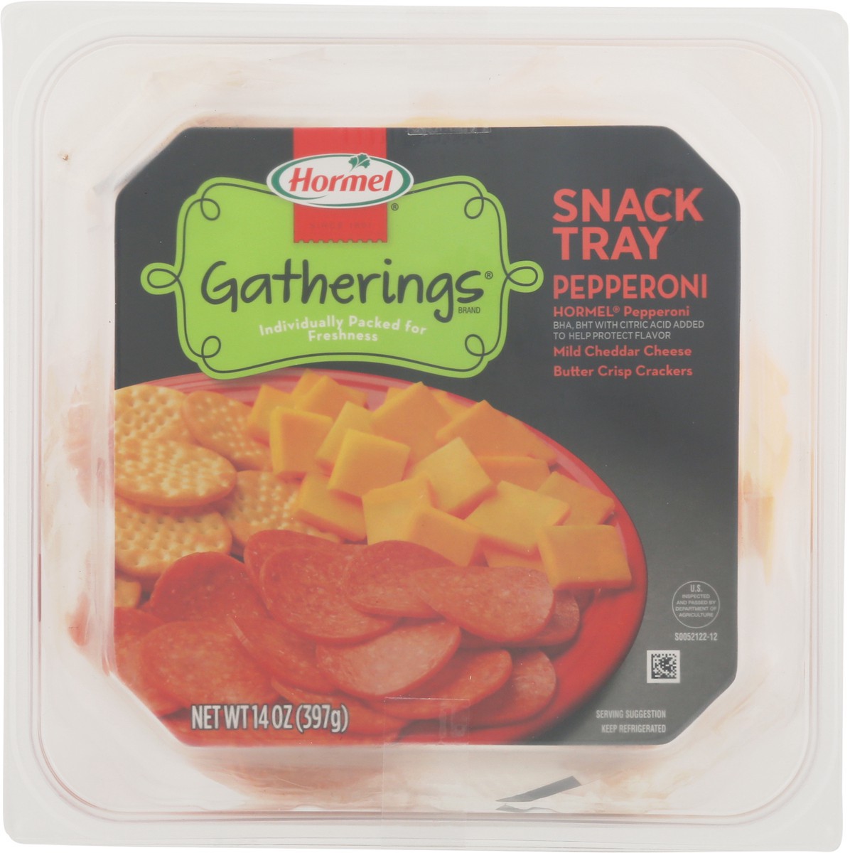 slide 6 of 9, Hormel GATHERINGS Snack Tray Pepperoni and Cheese, 14 oz