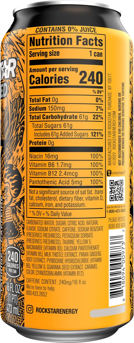 slide 2 of 6, Rockstar Energy Drink, Mango - 16 fl oz, 16 fl oz