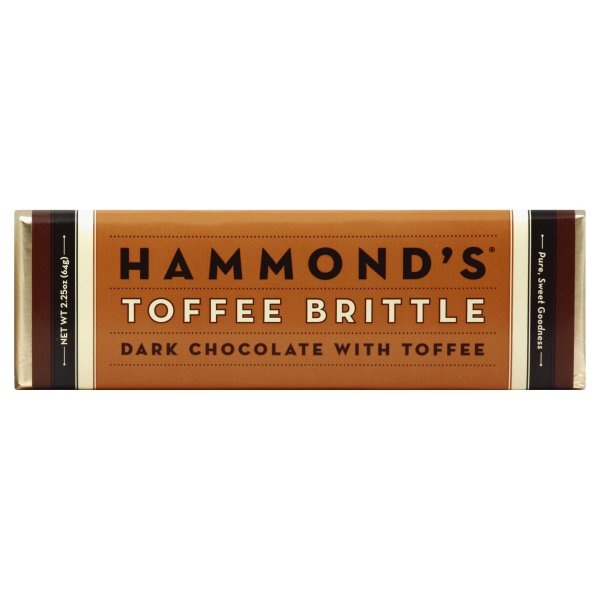 slide 1 of 5, Hammond's Toffee Brittle Dark Chocolate Candy Bar, 2 oz