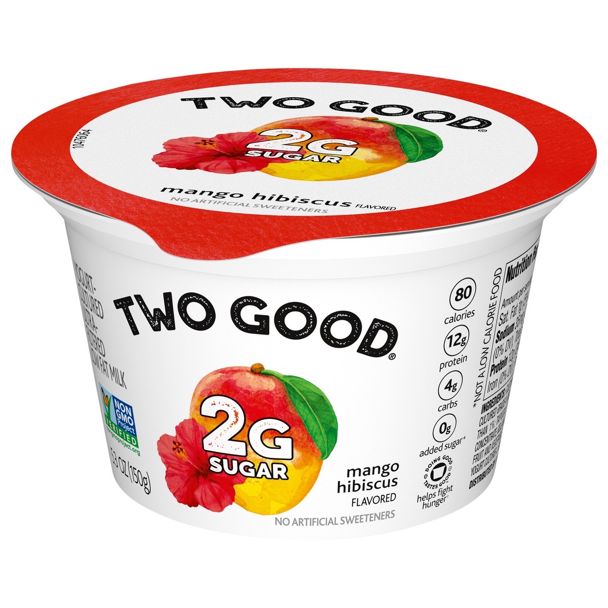 slide 7 of 9, Two Good Mango Hibiscus Flavored Lower Sugar, Low Fat Greek Yogurt Cultured Product, Gluten Free, Keto Friendly Healthy Snacks, 5.3 OZ Cup, 5.3 oz