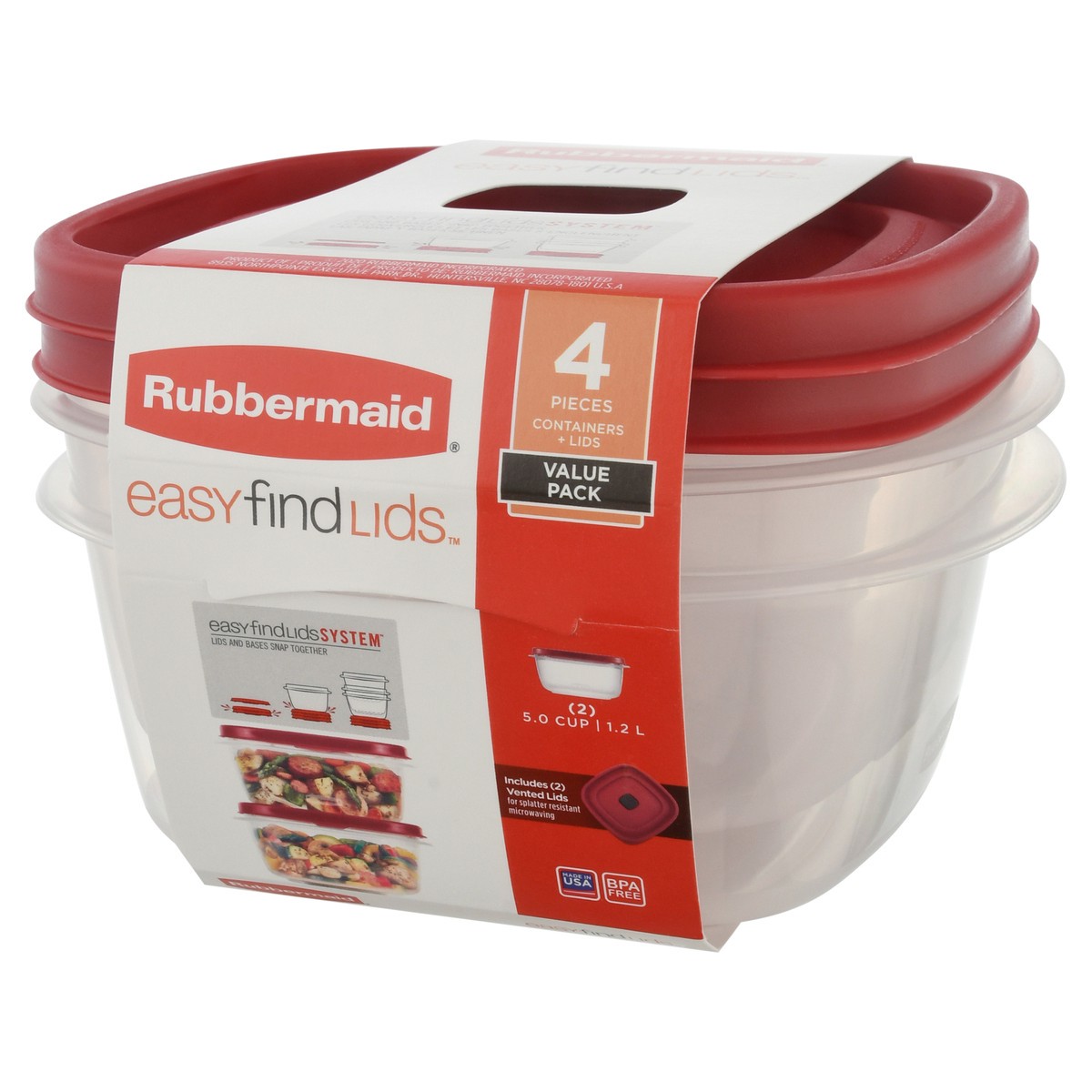 slide 5 of 10, Rubbermaid Easy Find Lids Storage Container 5 Cups Square, 1 ct