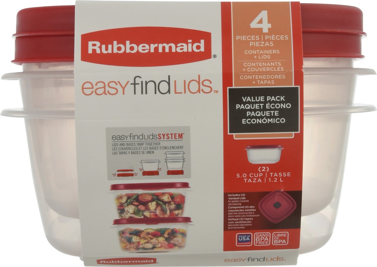 slide 7 of 10, Rubbermaid Easy Find Lids Storage Container 5 Cups Square, 1 ct