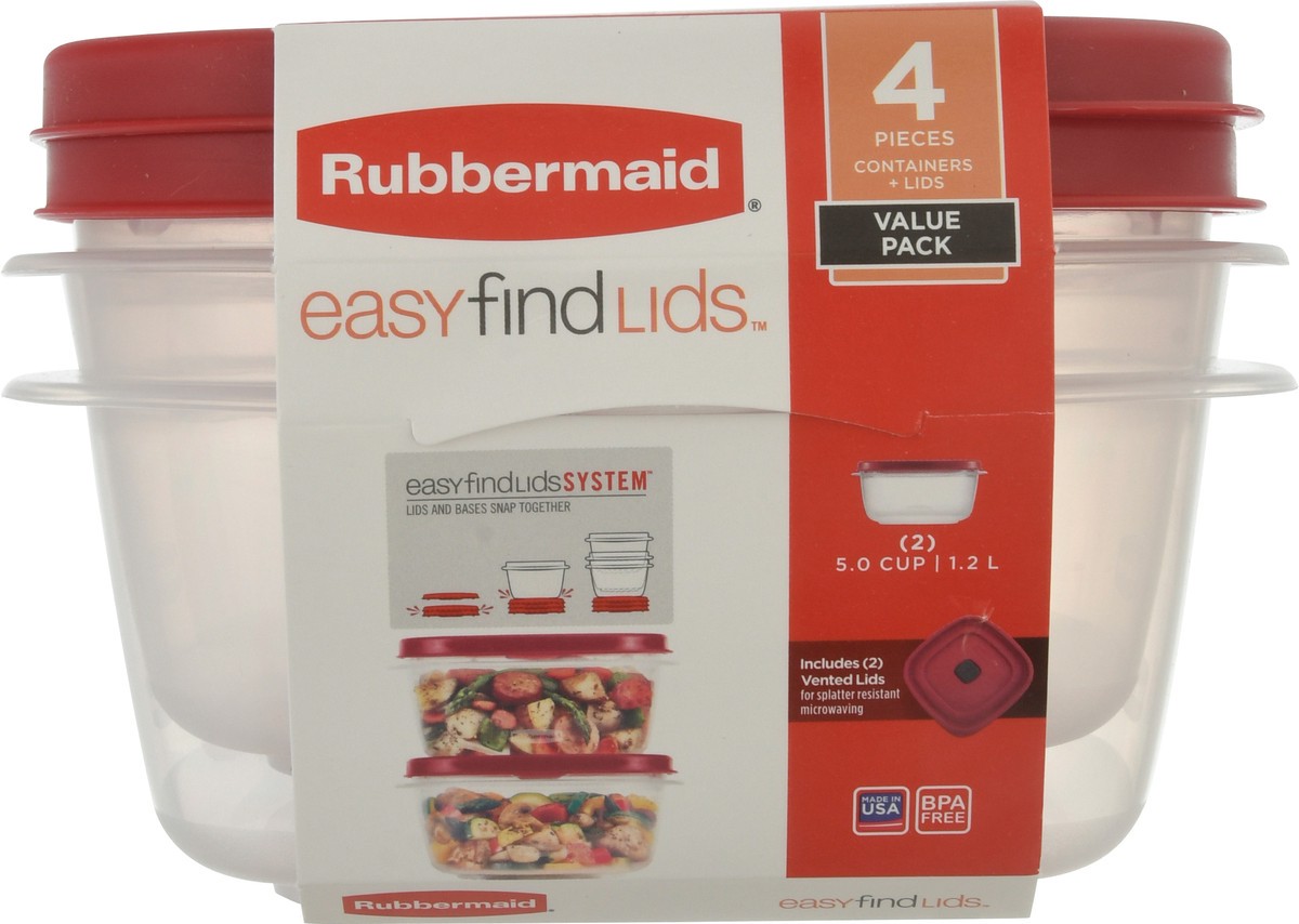 slide 9 of 10, Rubbermaid Easy Find Lids Storage Container 5 Cups Square, 1 ct