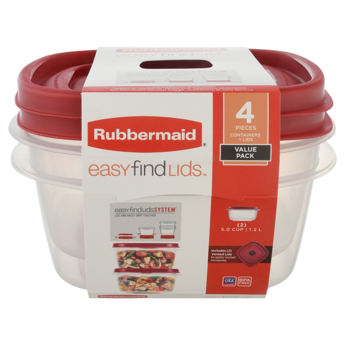 slide 1 of 10, Rubbermaid Easy Find Lids Storage Container 5 Cups Square, 1 ct