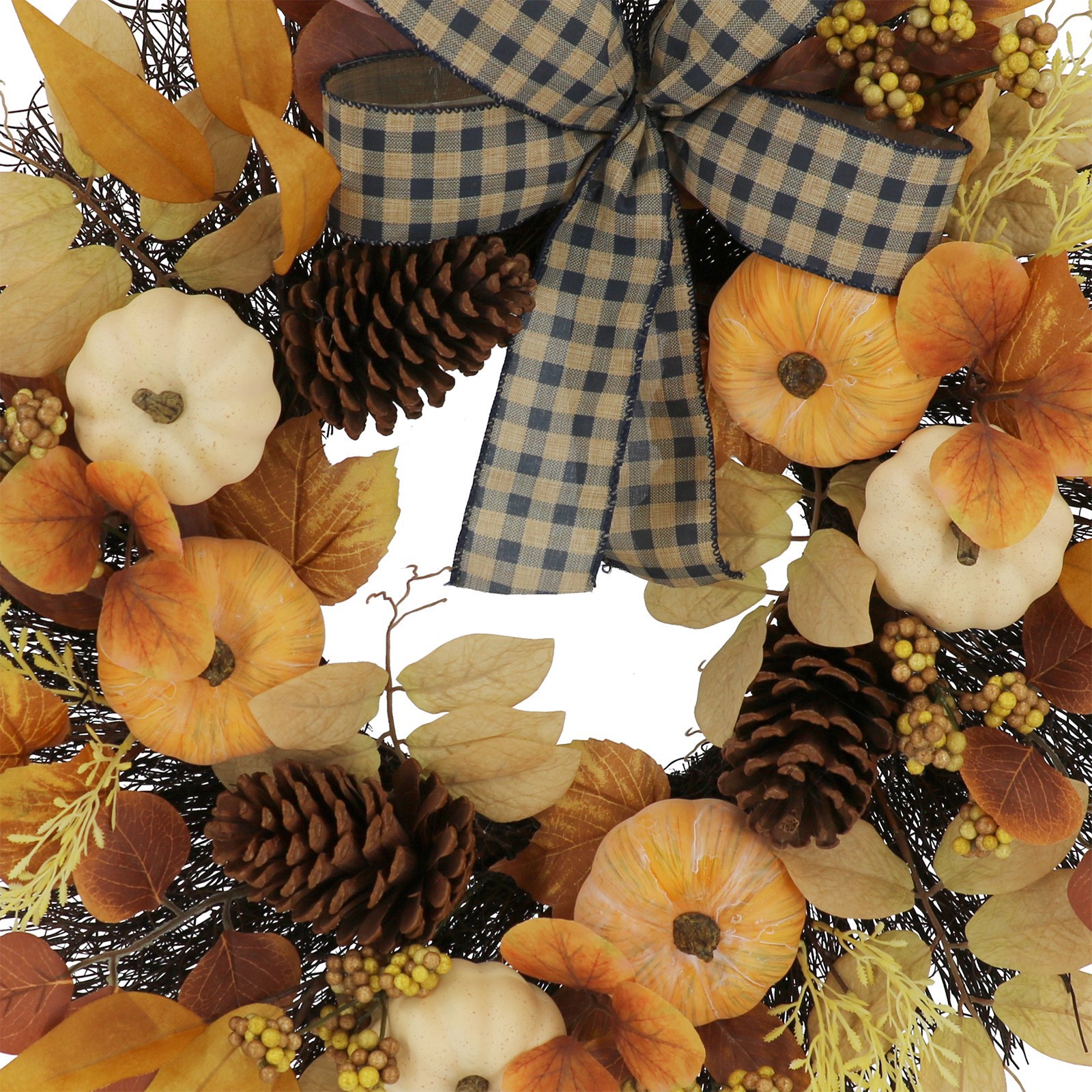 slide 2 of 3, 24" Designer Premium Floral Pumpkin & Pinecone Wreath By Ashland, 24 in x 6 in x 24 in